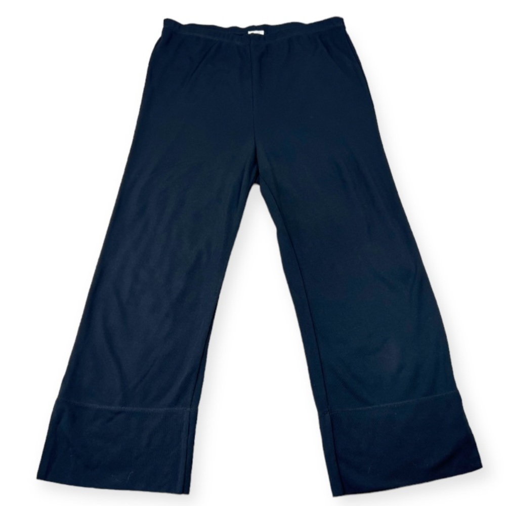 J. Jill Pull On Slinky Stretch Ankle Pants Elastic Stretch Black Liquid Knit